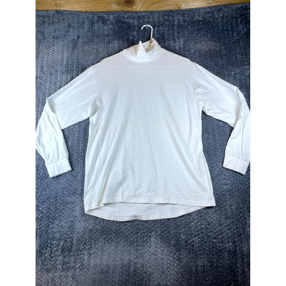 Flying Cross Shirt Mens Large White Cotton Uniform Long Sleeve Turtle Neck